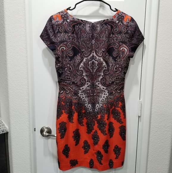 Club Monaco Wool and Silk Mini dress Size 6 Orange Black Like new - Picture 6 of 15